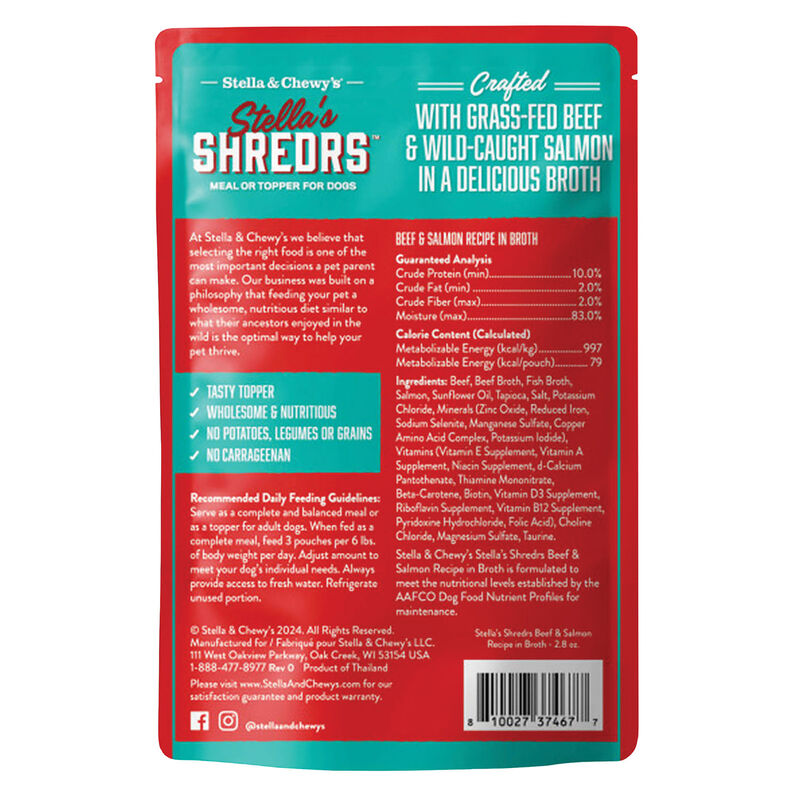 Stella & Chewy's Shredrs Grass Fed Beef & Wild Caught Salmon Recipe &ndash; Dog Wet Food image number null
